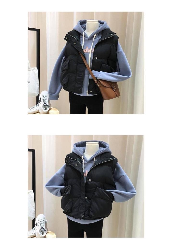 Women's Plus Size Loose Fit Short Down Cotton Vest - Versatile Autumn/Winter 2024 Jacket