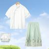 MengTeJiao Girls' Chinese Style Horse-Face Skirt Summer Set