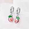New 925 Silver Bee Butterfly Pink Lily Lotus Earrings for Women Cherry Apple Strawberry Ear Studs Elegant Party Jewelry