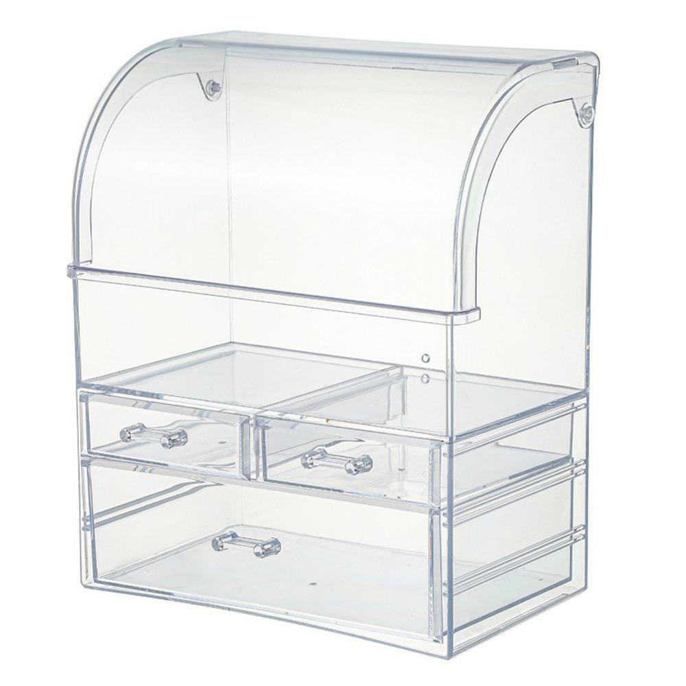 Plastic Cosmetic Case Transparent Makeup Storage Organizer Desktop Cosmetics Storage Box  Home