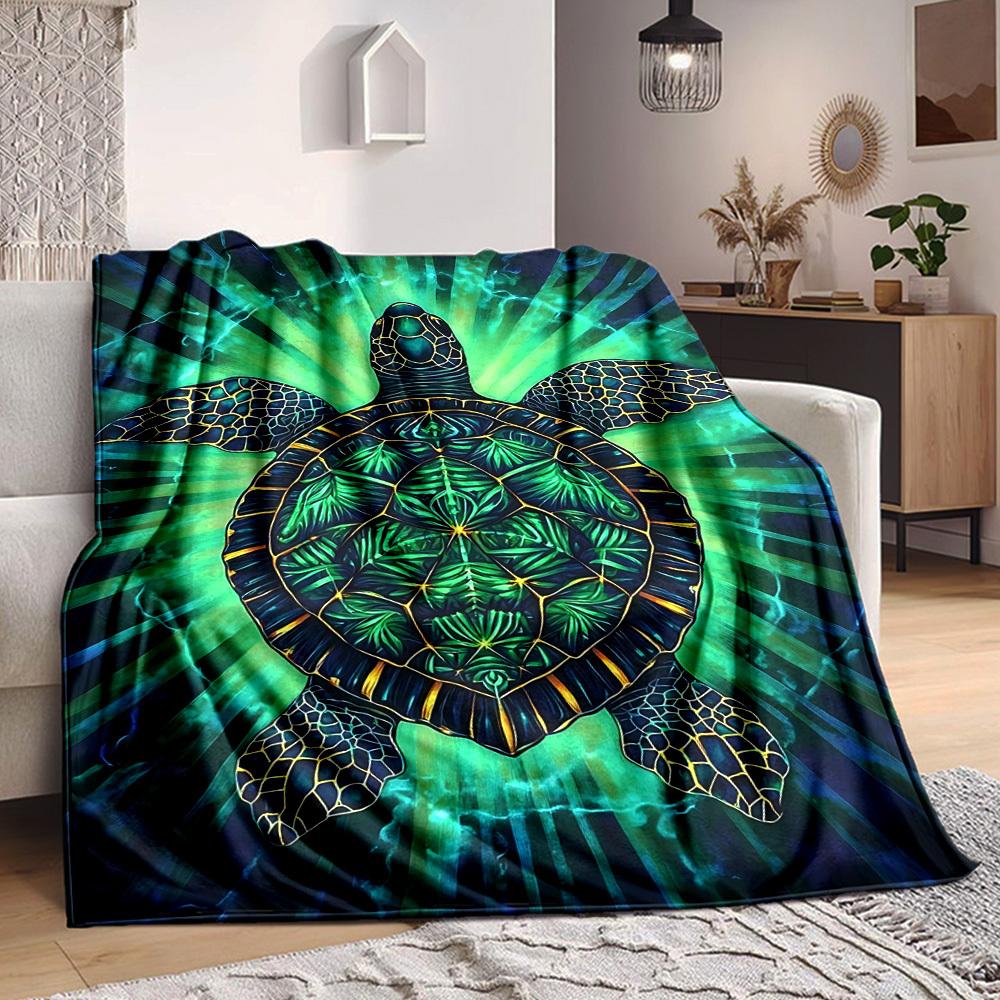 1PC Sea Turtle Print Blanket, Throw For Sofa, Bed, Travel, Printing Blanket With Soft And Warm Fabric yy250918183 75x90cm