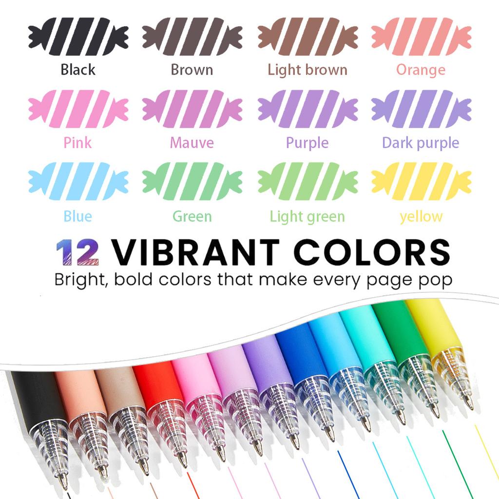 Erasable Gel Pen - Erasable student coloring pen - Retractable, retractable, push-button DIY journaling pen - Quick-drying neutral pen