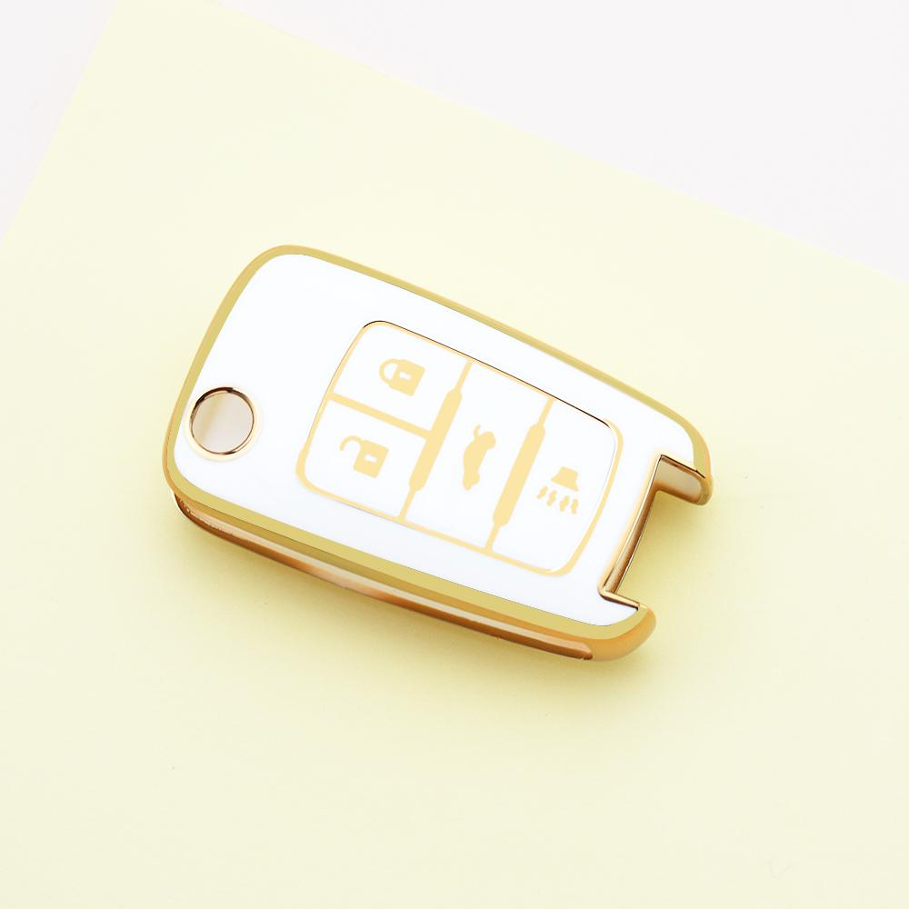 Gold Edge Tpu Car Key Case Cover Keyless Shell Fob Bag For Chevy Equinox Malibu Sonic Gmc Terrai Chevrolet Impala Camaro Cruze