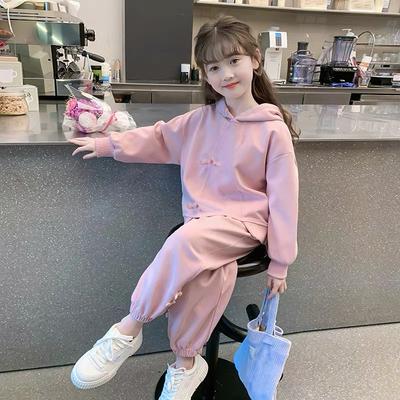Mädchen Trainingsanzug Bekleidungssets Frühling Herbst Mode Kinder Sweatshirt Anzüge Langarm Pullover+Hose 2-teilig Teenager Kapuzenoutfits
