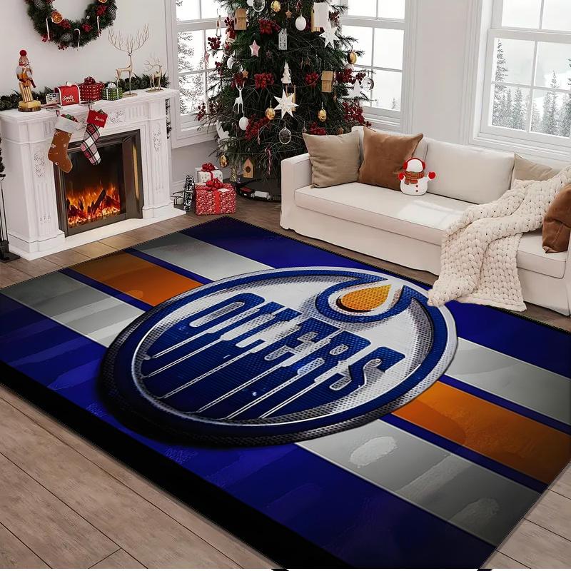 Edmonton Oilers Rug Area rug for Livingroom, Bedroom, Palyroom, Chair Rug, Office Rug, Floor mat, Large Size Fan Christmas Birthday gift