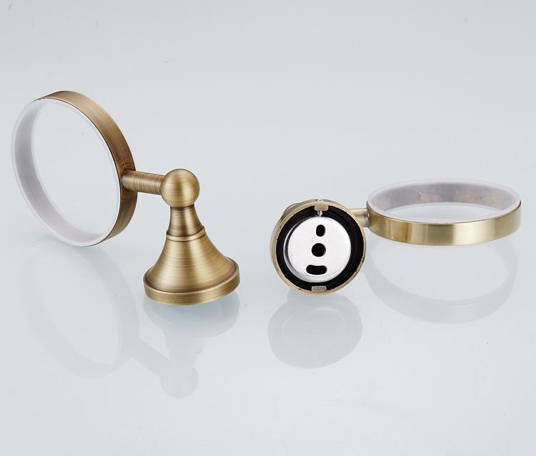 Retro Brass Toilet Brush Holder with White Ceramic Cup - European Antique Style Bathroom Hanger