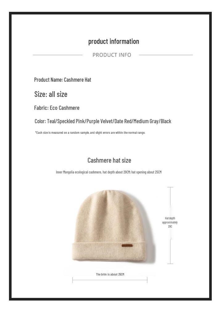 Unisex Double-Layer Cashmere Knit Hat – Warm Slouchy Beanie with Ear Protection for Autumn/Winter