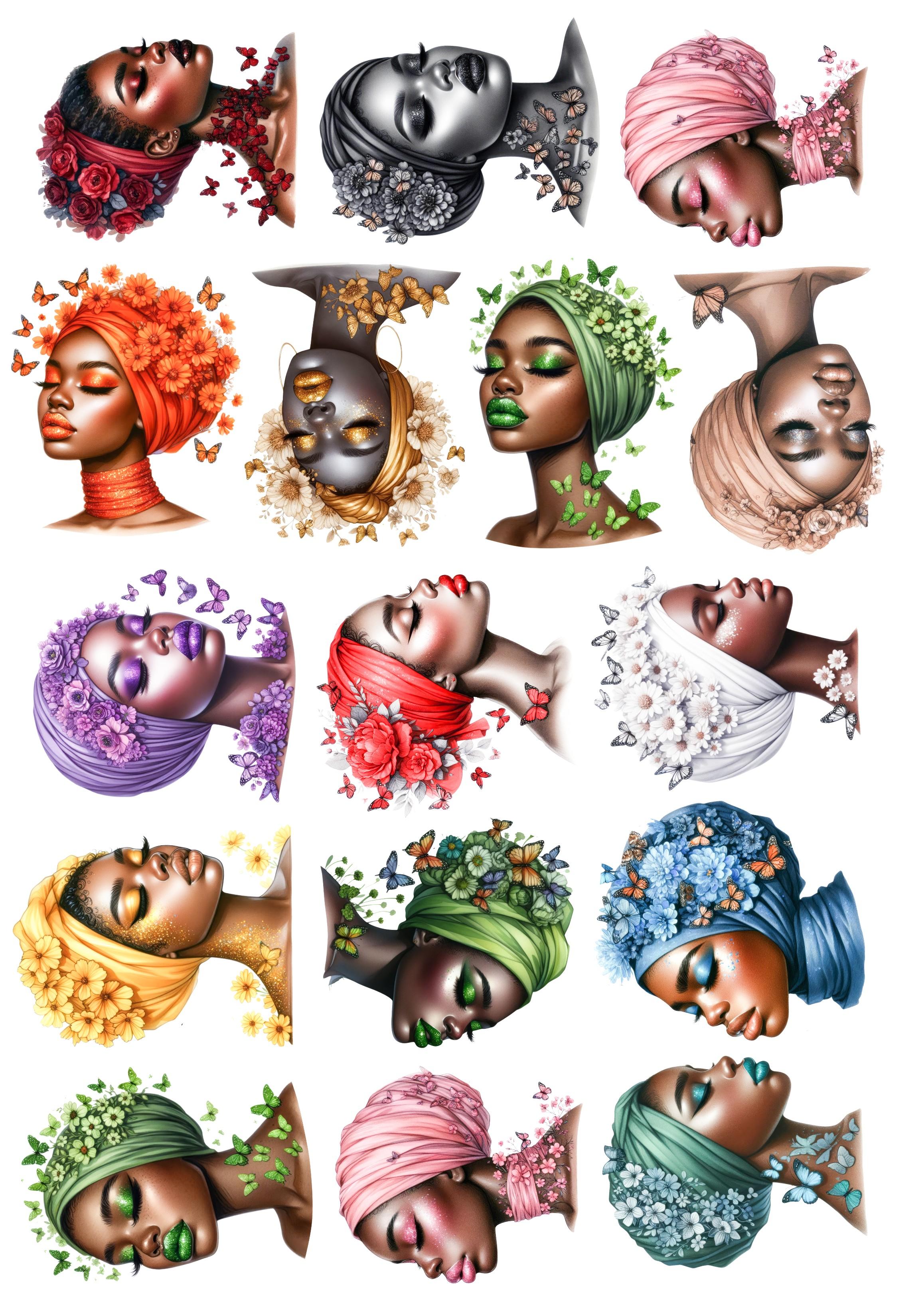 

16pcs Watercolor black girl Stickers DIY Scrapbook Diary Decoration Album Style Stationery vintage journal supplies белый