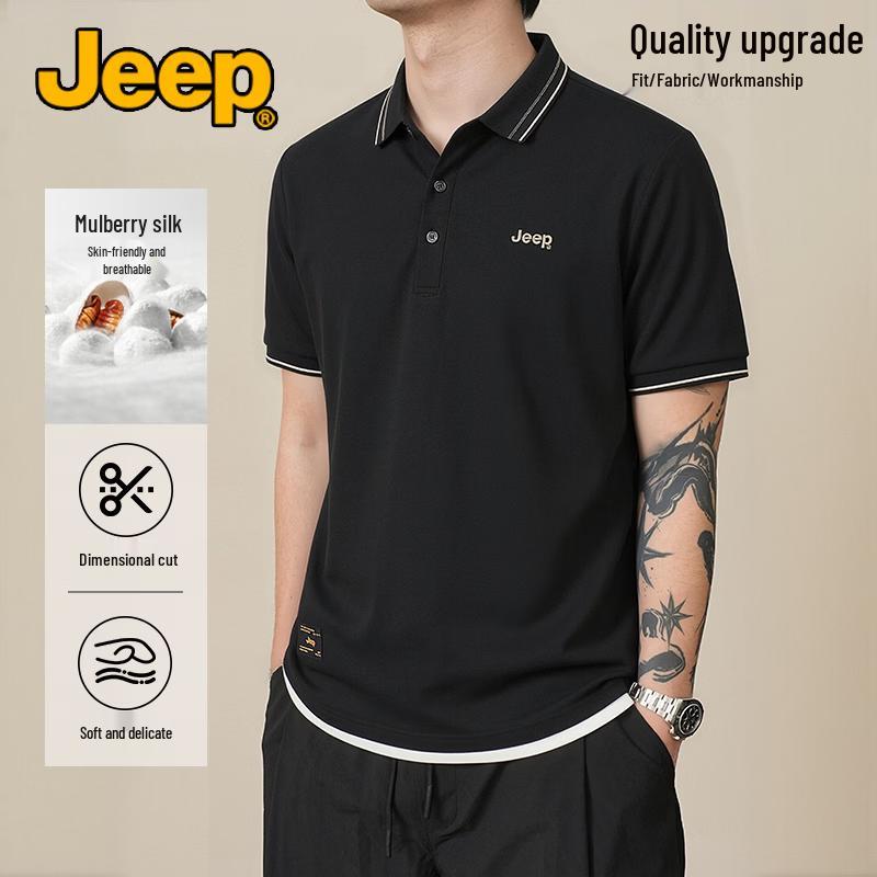 Jeep Men's Silk Blend Quick-Dry Polo Shirt
