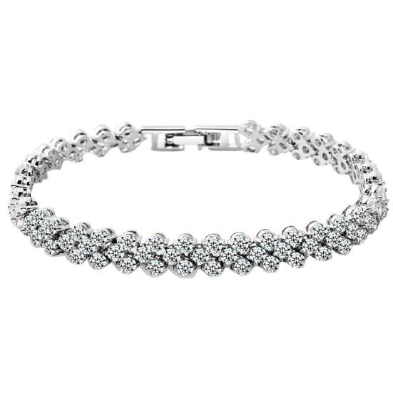 Women Fashion Full Rhinestone Inlaid Bracelet Bangle Wedding Party Jewelry Gift