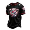 Men's Casual Printed Crew Neck Lightweight Breathable Short Sleeve Shirt Soccer Themed Graphic Design USA Map and Flag Pattern