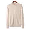 Nerz Samt Mittelhoher Kragen Cardigan, Einfarbig Gestreift, Verdickte Strick Herbst/Winter Basis Layer Pullover