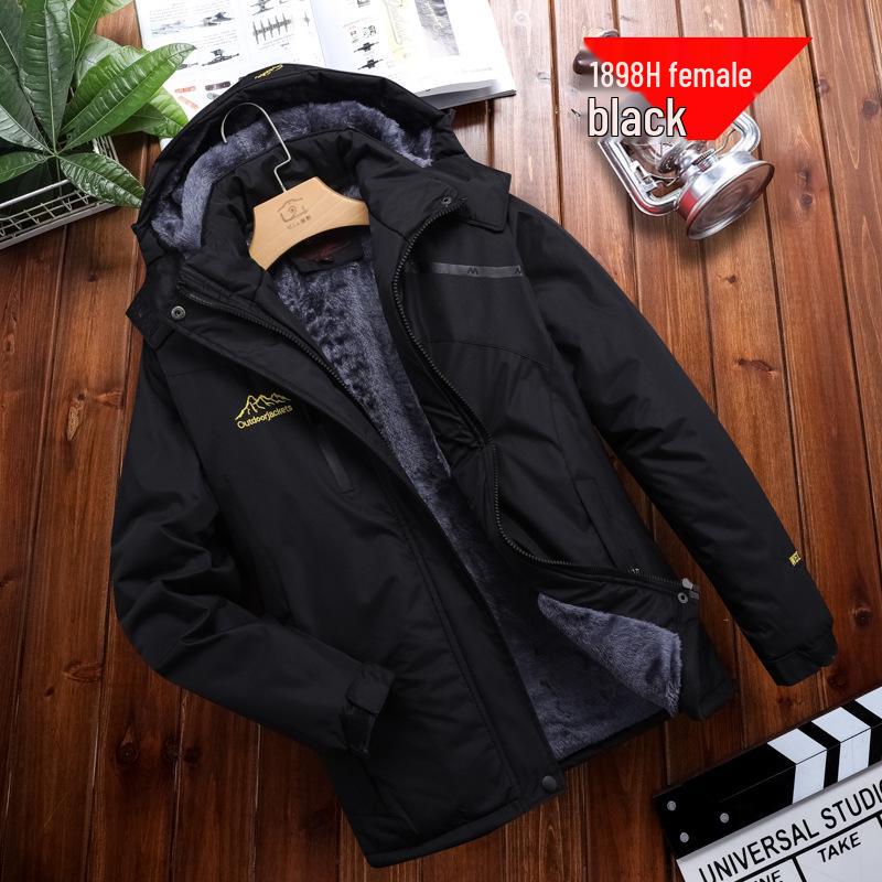 Men's and Women's Waterproof Breathable Outdoor Winter Windbreaker with Fleece Lining