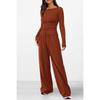 YYFS Pantaloni da donna alla moda casual primavera autunno tinta unita stampa manica lunga scollo a V pantaloni tuta