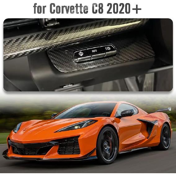 Auto Original Carbonfaser Scheinwerferblendenabdeckung für Corvette C8 Coupe Stingray Convertible 2020 2021 2022 2023 2024 Nur 2LT 3LT, Corvette HUD INFO