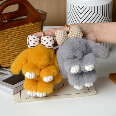 Portachiavi a forma di coniglietto di peluche, ciondolo in pelliccia sintetica e pelosa, portachiavi morbido a forma di animale, accessorio per borsetta, zaino e decorazioni da donna