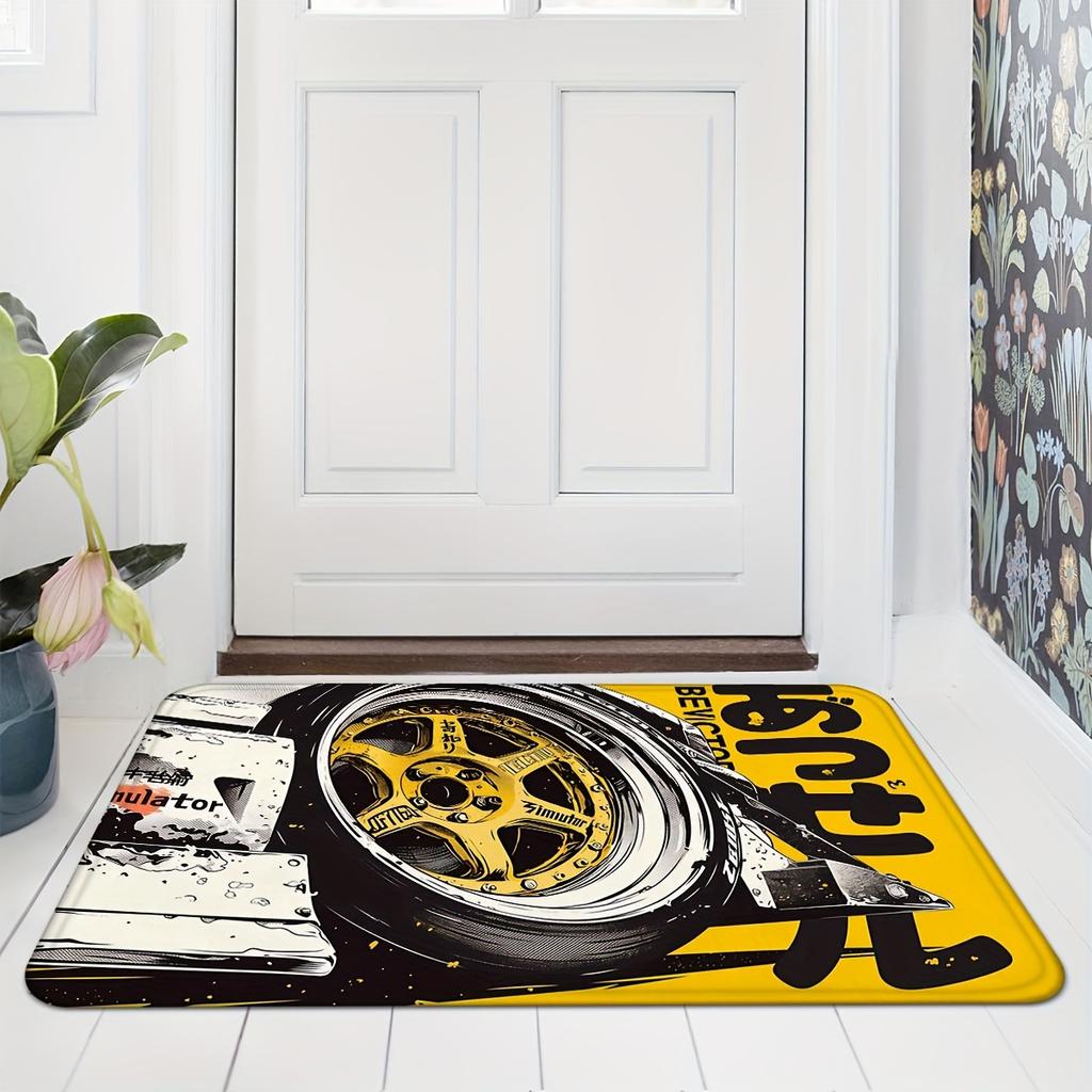 Racing Wheels Printed Carpet Soft Noise Reduction Entrance Door Mats Bedroom Bathroom Doorway Mats Home Decoration