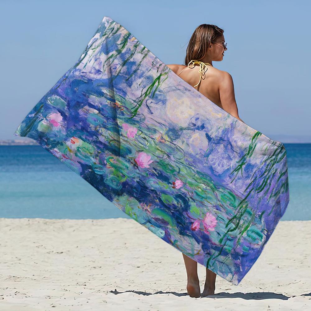 C-Claude M-Monet Impressione Alba Asciugamano Asciugamano da Spiaggia Sovradimensionato Asciugatura Rapida Asciugamano Assorbente Morbido Asciugamani da Piscina e Spiaggia per Uomini Donne