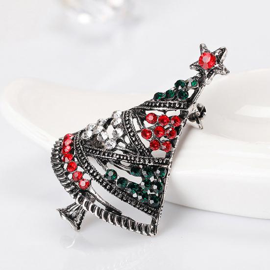 Femei Broșă Pom de Crăciun Pin Multicolor Bijuterii Strasuri Moda Cadou de Crăciun