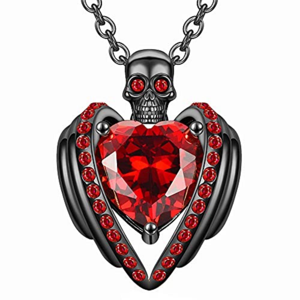 

Skull Black Angel Wing Heart Purple Red Crystal Zircon Women s Pendant Necklaces Mother s Day Halloween Christmas Jewelry