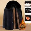 Men's Mid-Age & Elder Plus Velvet Thick Wool Coat - Winter Mid-Length Overcoat for Dad & Grandpa