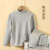 Kids Thermal Underwear Set Fleece Lined Mid-Collar Cotton Sleepwear Boys Girls Winter
