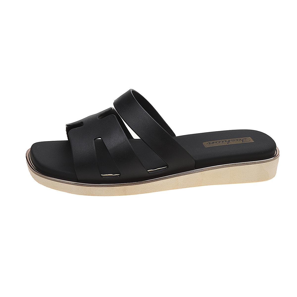 New Style Women s Sandals - Anti-slip Slippers - Flat-bottomed Casual Shoes 36 чёрный