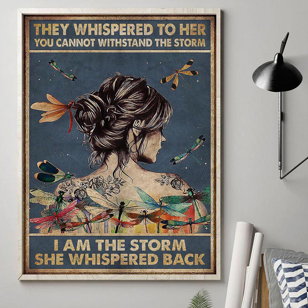 Abstract Fashion Retro Dragonfly Girl Wall Art Oil Painting Nordic Poster