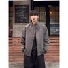 Mens Casual Loose Stand Collar Spring Vintage Workwear Jacket