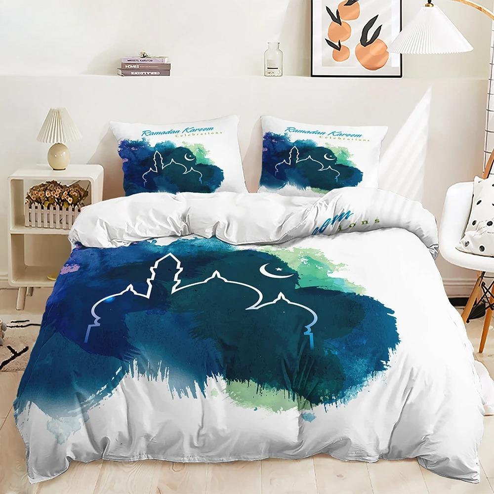 Stars And Moon Duvet Cover Twin King Muslim Ramadan Festival Bedding Set Microfiber Lamp Comforter Cover For Teen Adult Decor