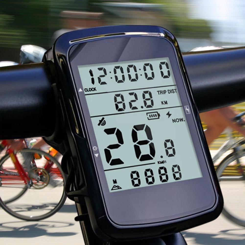 Fahrradcomputer Outdoor Cycling GPS Kabelloser Tacho Fahrrad Digitale Stoppuhr 2,4 Zoll Bildschirm Wiederaufladbar MTB Fahrrad Kilometerzähler