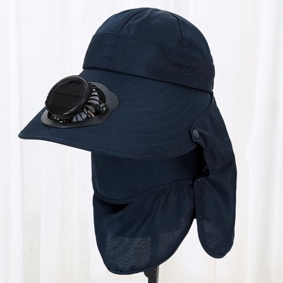 Solviftehatt med nakkelapp UV-beskyttelse Hatt med kjølevifte USB-oppladbar Pustende Herre Dame Sommer Utendørs Bredbremmet Solhatt