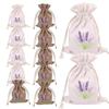 Lavender Sachet Bags Embroidered Empty Lavender Cloth Bag 12PCS with Drawstring Linen Lavender Sachets Holder Drawer Freshener