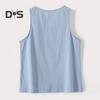 Damen Sommer Weste Rundhals Ärmellos Loose Fit Tops Einfarbig Knopfleiste Design Tank Tops Streetwear