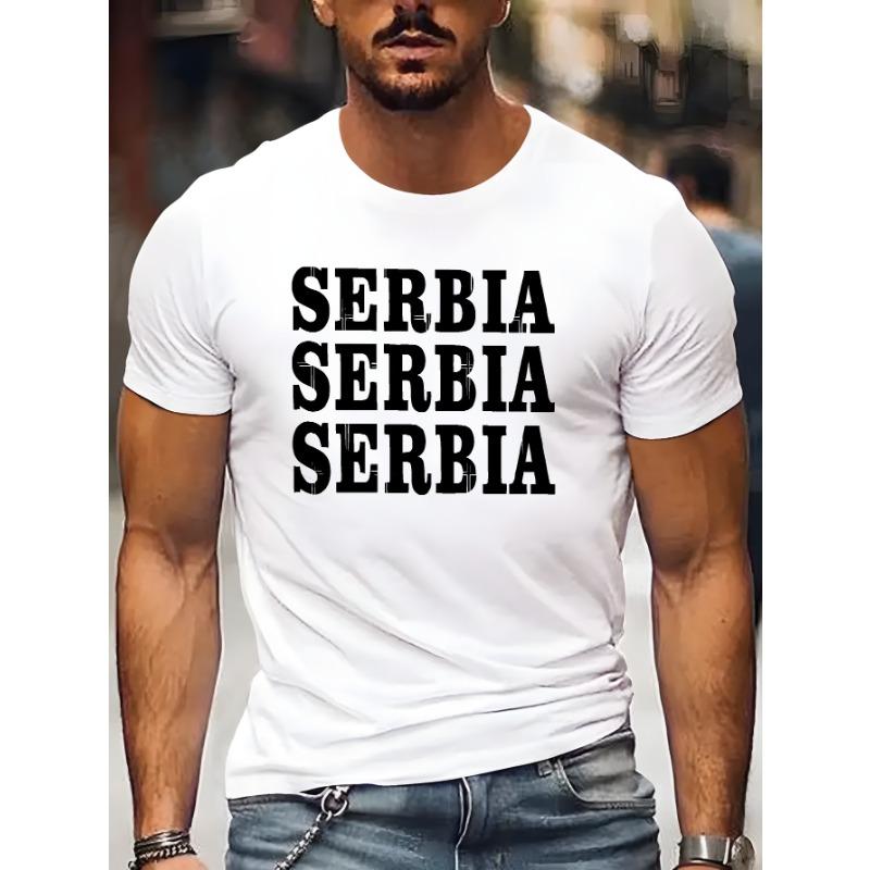European Size Football Is Life Print Men's Short Sleeve Crew Neck T-Shirts, Comfy Breathable Casual Elastic Tops, Men's Clothing
