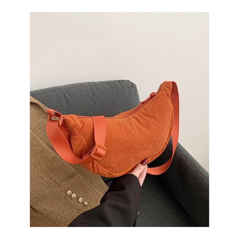 Japanese Single Dumpling Bag Corduroy Autumn and Winter New Women's Shoulder Bag Men's Satchel Underarm Bag Lightweight