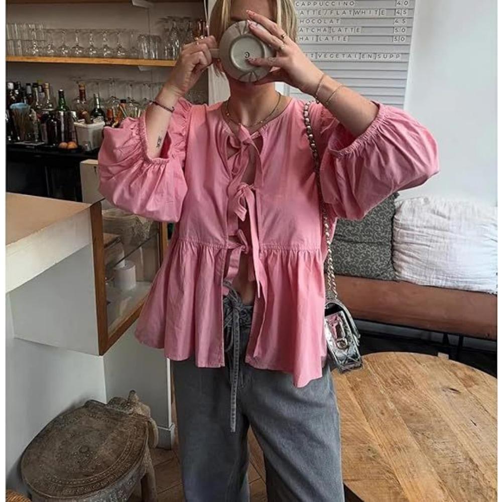 

HNXC Женские модные повседневные летние однотонные блузки и рубашки с принтом, рукав 3/4, вырез лодочкой S розовый