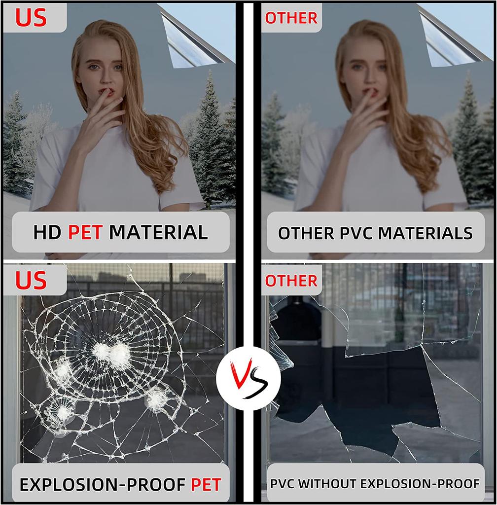 Folie de intimitate pentru ferestre unidirecțională, control al căldurii, PET, blocare UV 99%, folie de protecție solară pentru ferestre, pentru biroul de acasă