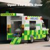 City Series Traffic Green Ambulance Escort Car Van Vehicle Technical Set Model MOC Building Blocks DIY Toys for Gifts