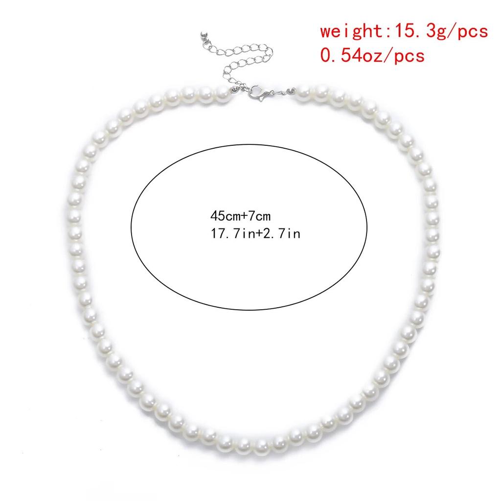 Simple Imitation-Pearl Beaded Short Choker Necklace for Men Trendy White Beaded Chains on Neck Accessories 2026 Fashion Jewelry