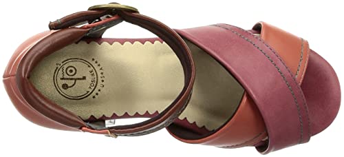 Yosuke Platform Sandals 2810109 Women's Red-Brown Combination Sandals, Sizes 25.0cm-25.5cm