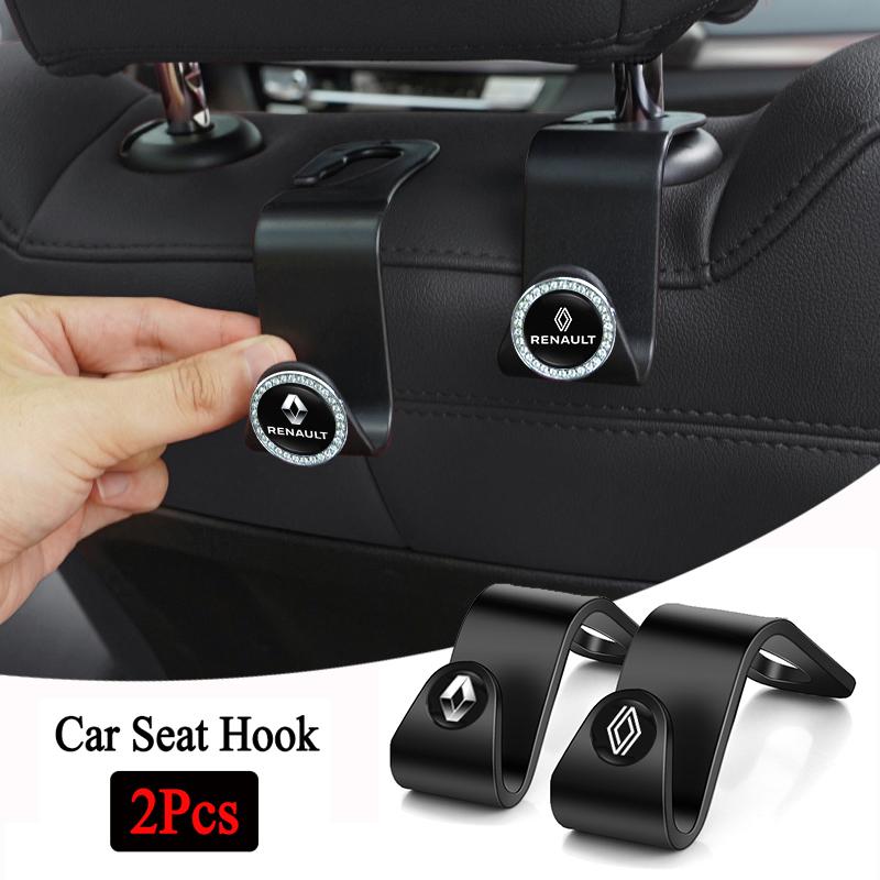 2Pcs Car Interior Portable Seat Back Hooks For Renault RS Y Clio Megane 2 3 4 Captur Trafic Twingo Scenic 2 Kadjar Kangoo Duster