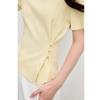 Autumn Water Yi Ren Basic V-Neck Short Sleeve Knit Top with Slit Hem