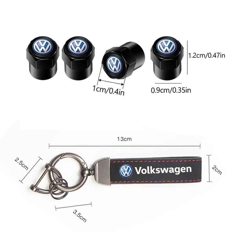 VEMZG1 2026 Hot For VW VOLKSWAGEN Car Tire Wheel Valve Caps Cover Suede Car Key Chain Ring Keychain For VW GTI Scirocco Polo T5 Passat