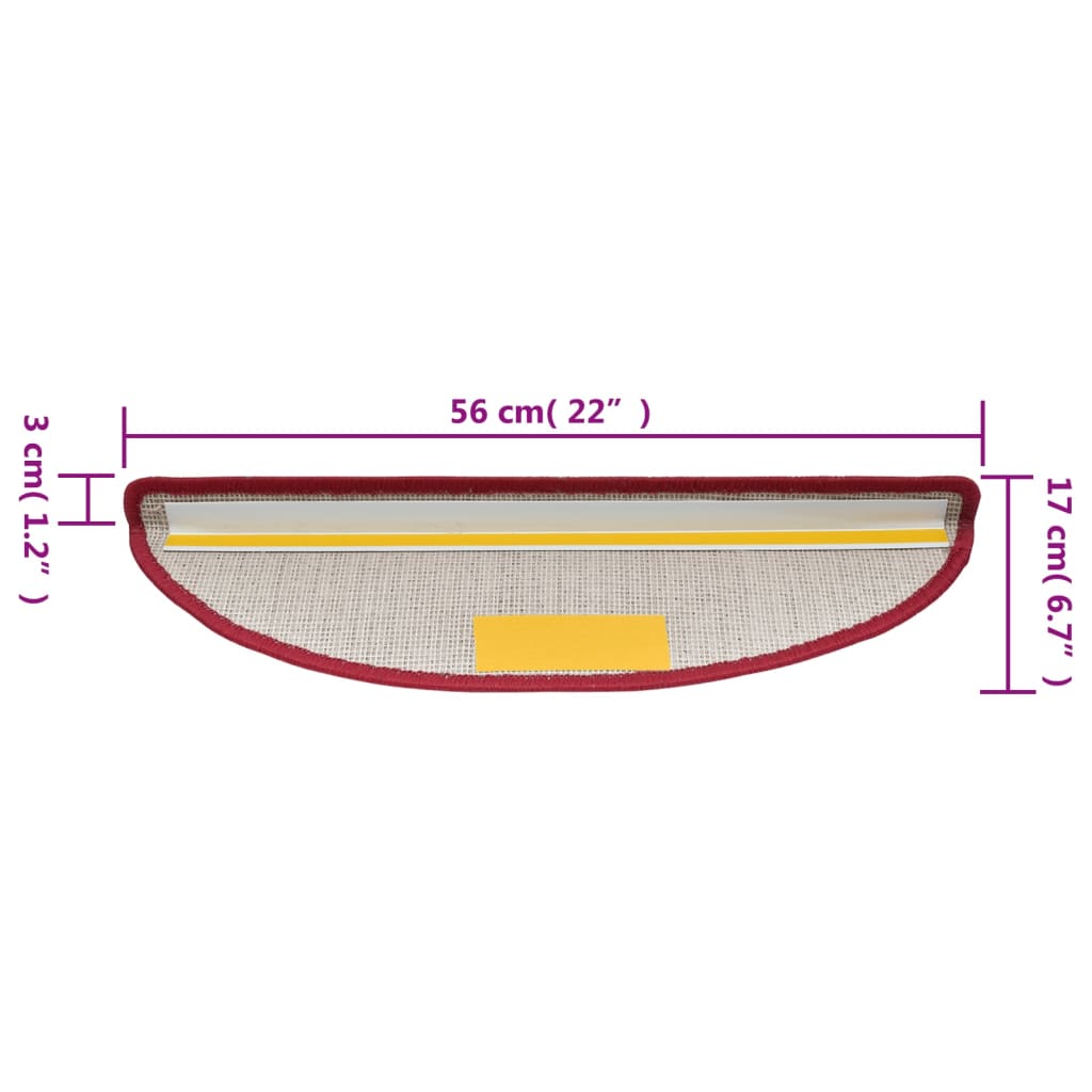 Stair Treads 10 pcs. 56 x 17 x 3 cm Red Semi Circular