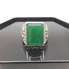 HuiSept 925 Silver Ring Jewelry for Men Geometric Shape Emerald Gemstone Rings Ornaments for Wedding Anniversary Gifts Resizable