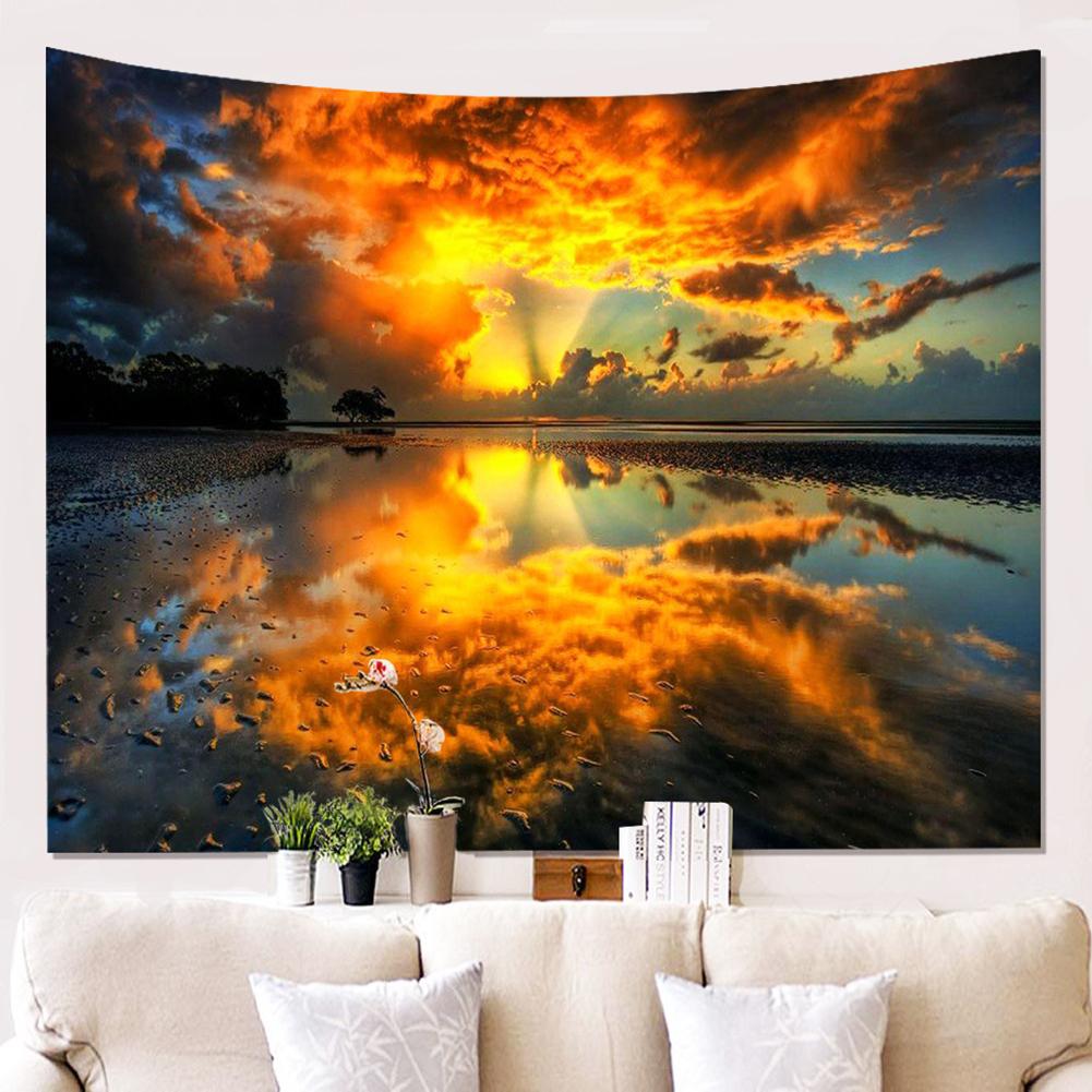 Natural Landscape Series Printed Tapestry Mountain Water Tree Background Painting Wall Decoration Blanket Tablecloths Beach Towels