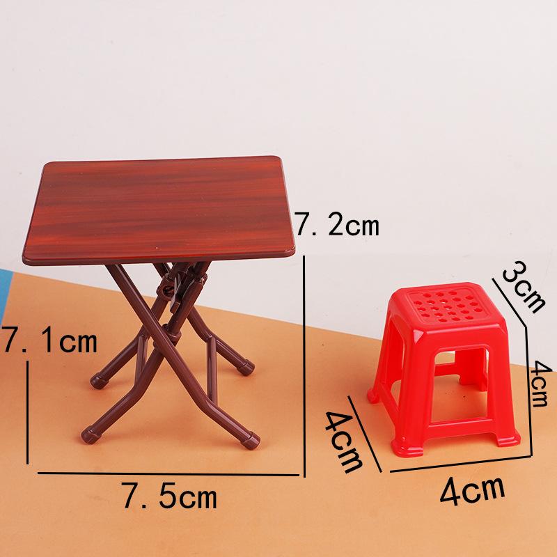 Nostalgic Mini Folding Table Ornament Bo11 Doll House Miniature Simulation Food Play Model Accessories Play House Toy