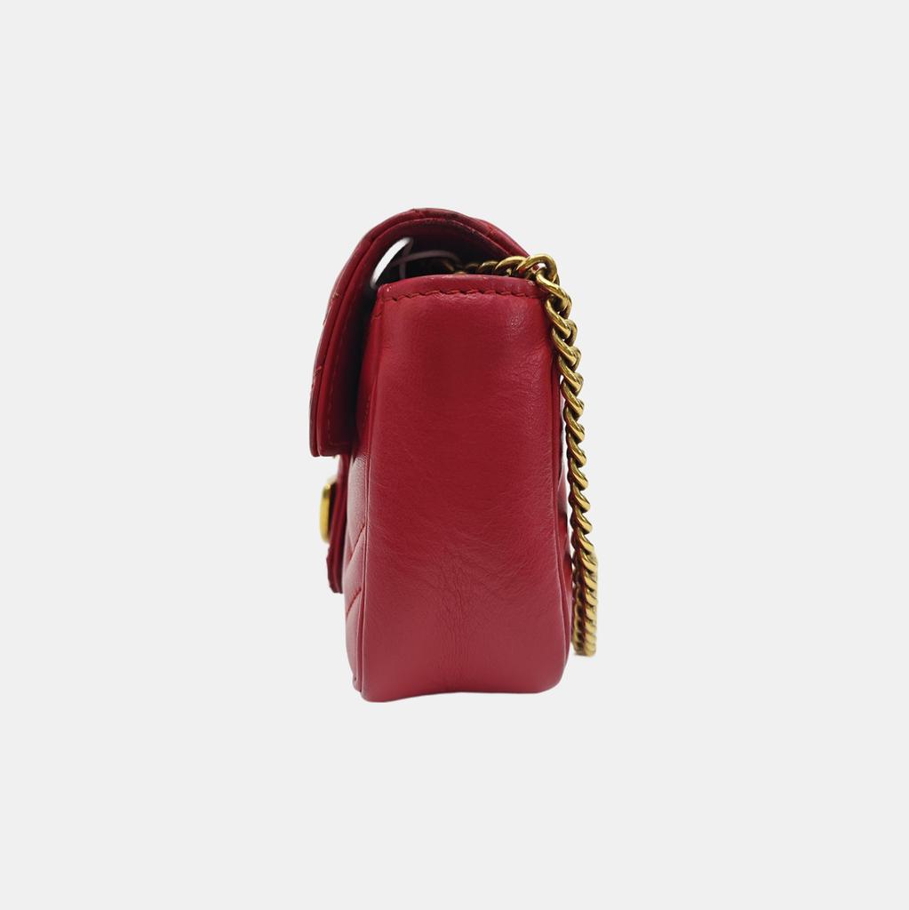 [Gebraucht] GG Marmont Vintage Metalllogo gesteppte Leder Mini-Schultertasche - Gut #1IN4GBI