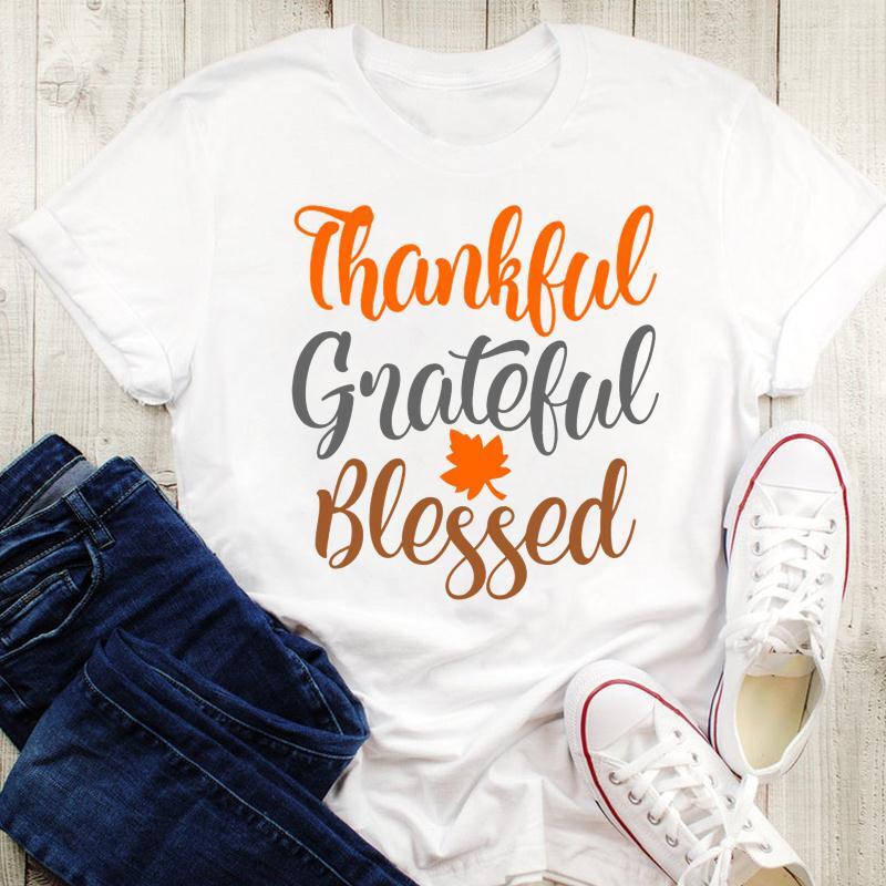 Thankful, Grateful, Blessed T shirt - %100 Premium Cotton Unisex T-Shirt S